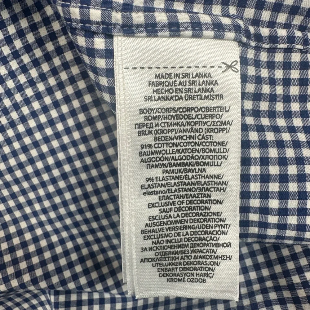 Polo Ralph Lauren Shirt Mens 4XLT Navy White Gingham Check Stretch Button Down